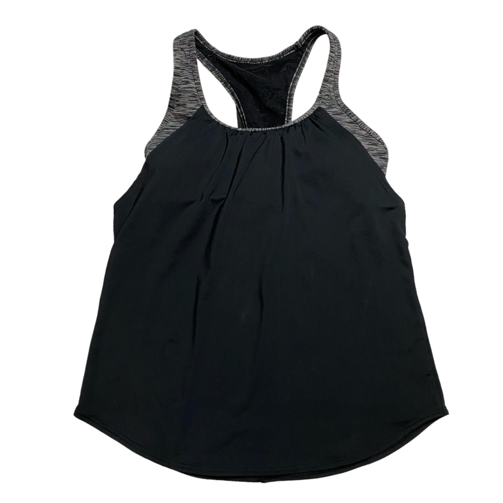 TYR 2 in 1 tankini swim top racerback sports bra with overlay black small 4/6